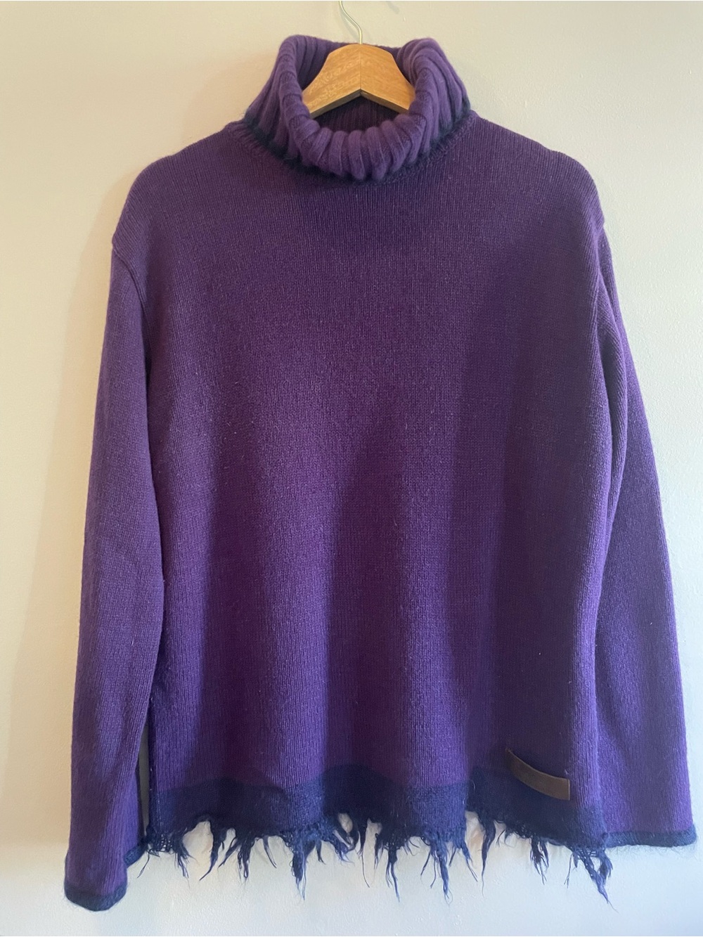 Vintage Krizia Jeans Purple Wool Angora Mohair Turtleneck Sweater Made in Italy